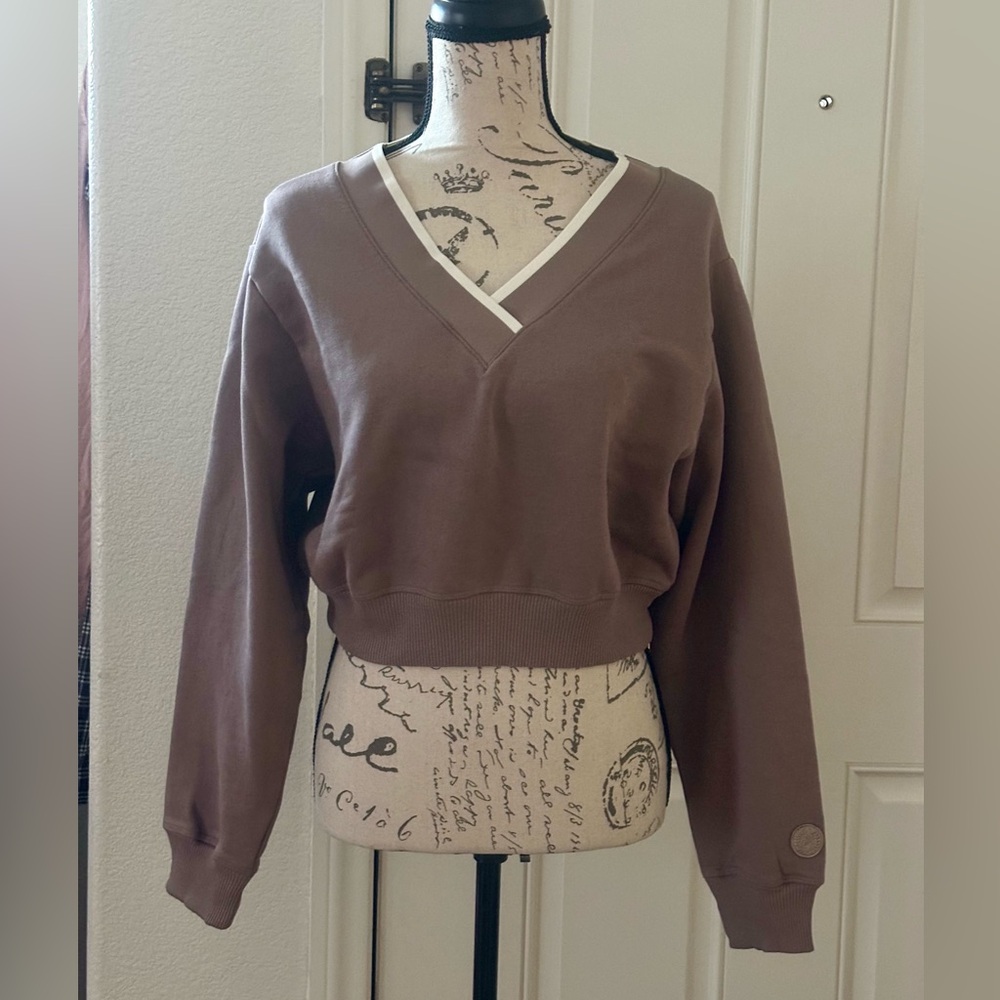 Pink Fleece V-Neck Pullover